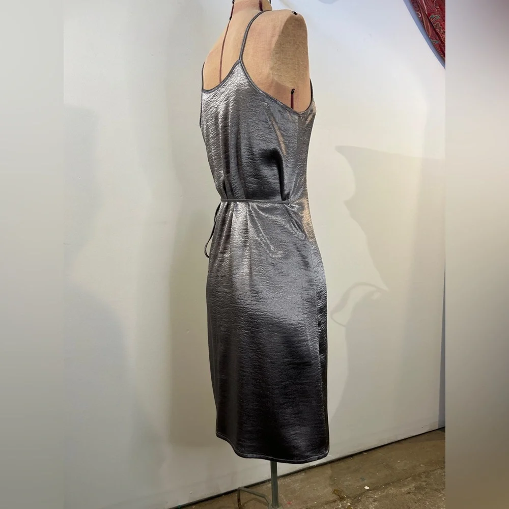 Leith Silver Metallic Wrap Cocktail Dress Size XS - Picture 4 of 16